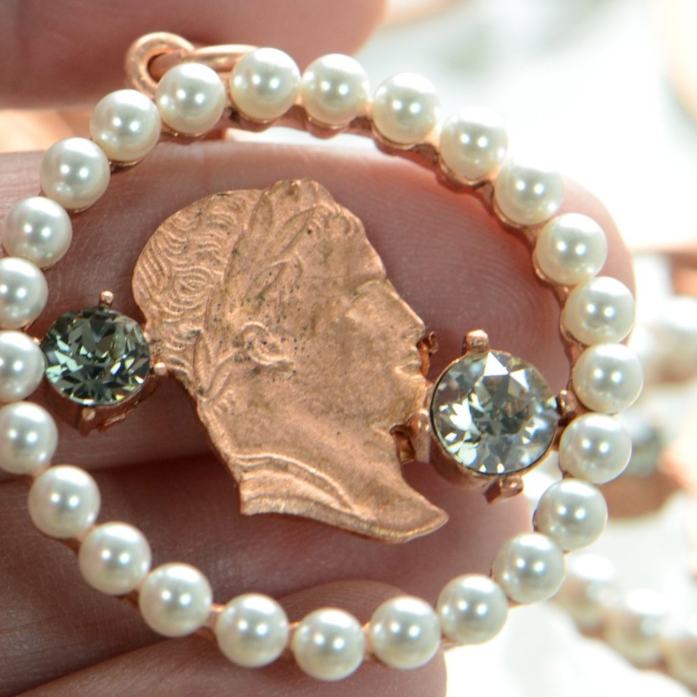 Oscar De La Renta Copper Finish Vintage Style Coin Toggle Bracelet - Picture 7 of 9